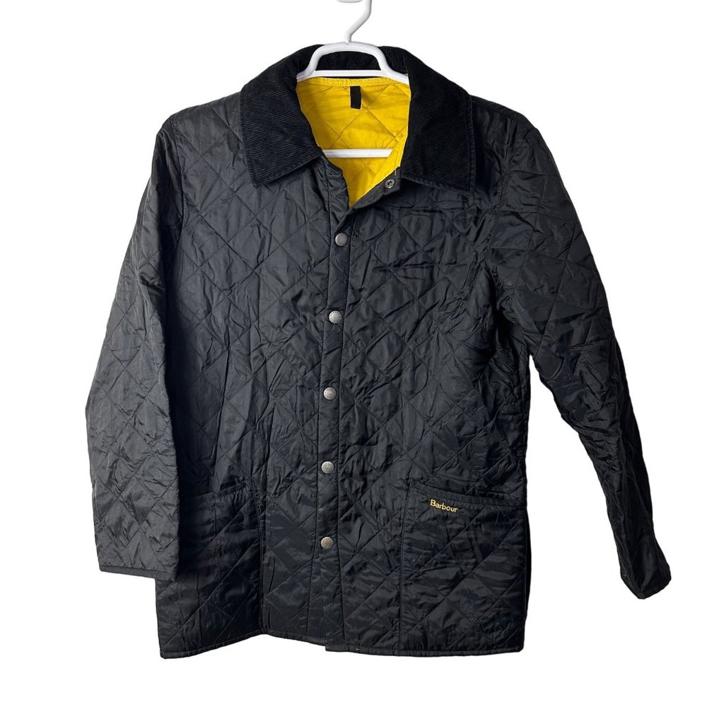 Barbour Men's Small Liddesdale Jacket Quilted Black Button Up